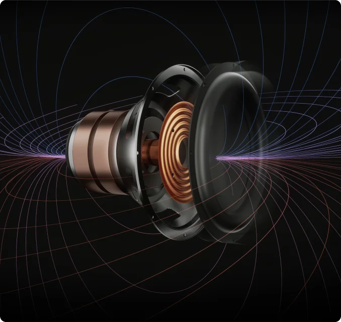 Subwoofer de doble imán con gran excursión ±17 mm